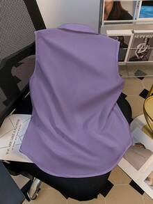 Lyxana Women's Casual Sleeveless Button-Up Shirt With Knight Print - Purple - View 2