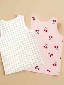 Women's Cherry Print Round Neck Casual Versatile Tank Top - Multicolor - View 2