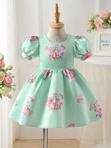 Glamorique Kids 少女连衣裙，婚纱，优雅，玫瑰，生日礼服 - 綠色 - 查看 2