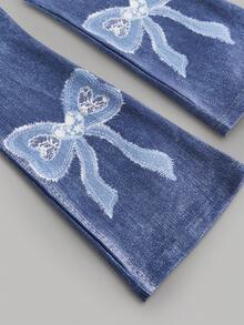 2pcs Young Girl Set: Black Round Neck Knit T-Shirt And Slim Fit Casual Pants,Streetwear Casual Game Day  Back To School - Multicolor - View 5