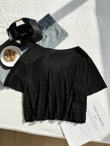 SHEIN EZwear Plus Size Women's Solid Color Round Neck Short Sleeve Casual T-Shirt, Summer