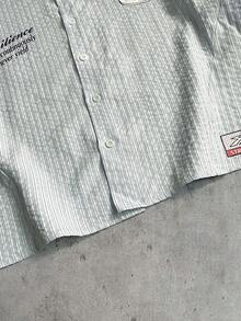 AXEPEAK Men's Casual Contrast Collar Striped Short Sleeve Shirt, Summer - Blue - View 7