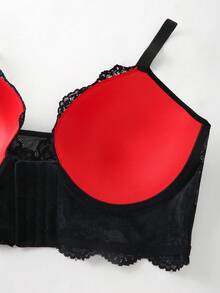 DesireSculpt 大码女士性感蕾丝拼接前扣内衣 - 彩色 - 查看 6
