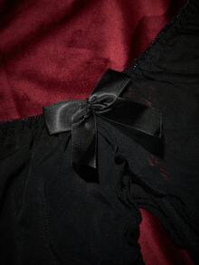 SpicyHot Women's Sexy Lace Patchwork Crotchless Panties - Black - View 3