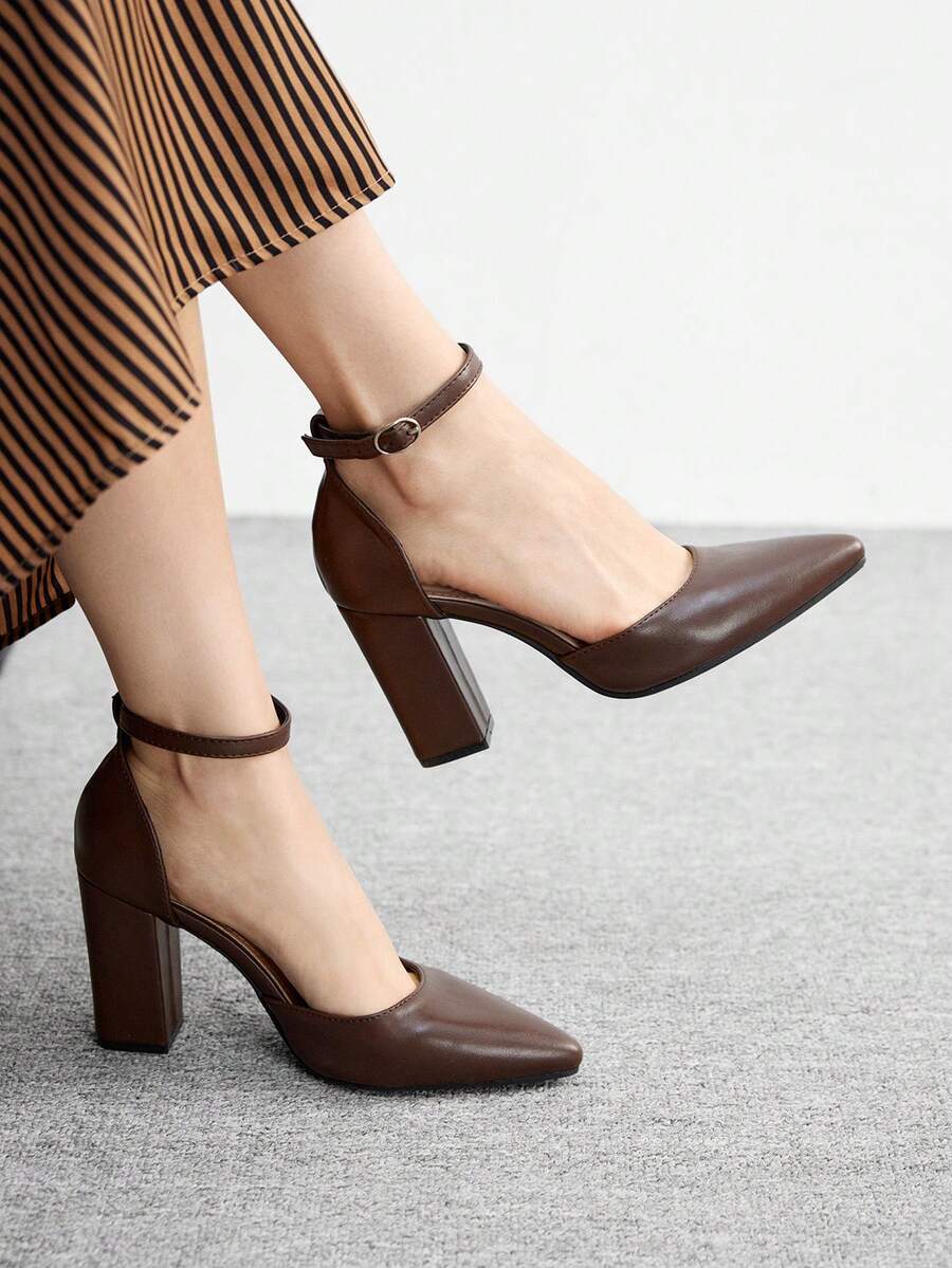 CUCCOO BIZCHIC 女士时尚百搭通勤优雅简约高跟鞋 - 咖啡棕 - 查看 1