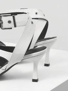 Mnmlis Women's Elegant Pointed Toe Heeled Sandals For Commuting - White - View 3