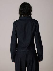 MUSERA Peticoat Long Sleeve Button Denim Co-Ord Top Only Denim Casual Cute Winter Cosy Lounge Coco Cloud - Navy Blue - View 4