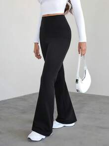 SHEIN Tall 女士宽腰喇叭裤 - 黑色 - 查看 5