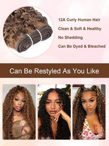 #4 Bó tóc xoăn Miến Điện màu tóc thật 14 - 28 inch màu nâu sô cô la Bó tóc xoăn Miến Điện 1 bó tóc thật chưa qua xử lý, tóc nối đôi - S4 - Xem 8