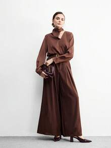 CUCCOO BIZCHIC Women's Pointed Toe Chunky High Heel Burgundy Backstrap All-Match Minimalist Versatile Commute Work Pumps - Burgundy - View 6