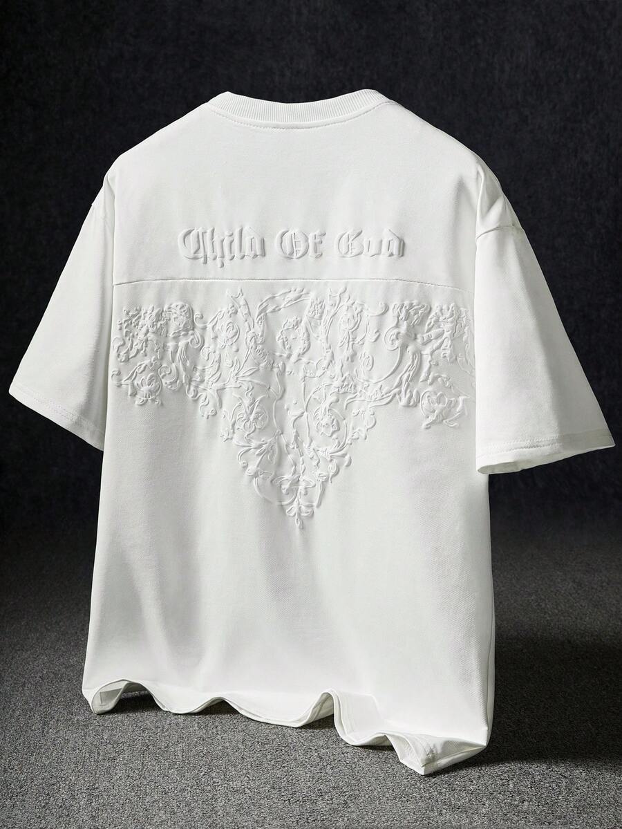 STYNVO 男士街头风流行天使线和花卉线3D立体印花T恤，适合户外音乐节、日常穿着、朋友聚会、送给男友/老公的礼物、周年纪念礼物，白色T恤，男士T恤，男士基督教衬衫，圣经衬衫 - 白色 - 查看 1