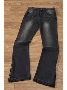 Manfinity Hypemode Men's Casual Multipocket Simple Design Denim Jeans, Everyday Wear - Black - View 1