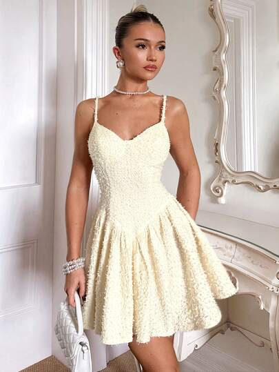 Glamine Charm 女士提花褶裥优雅时尚吊带裙