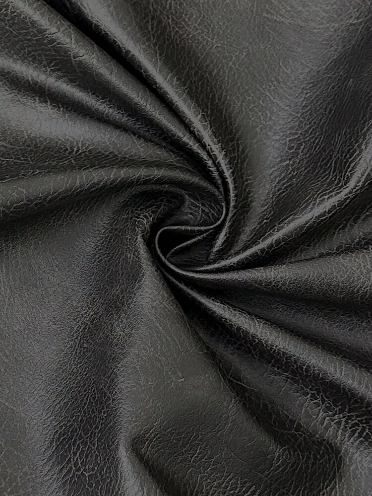 SHEIN BAE Veste ample à fermeture éclair avec épaules tombantes, style vintage pour femmes. Texture mouchetée  synthétique brun, aspect lavé et usé. Idéal pour l'automne, Noël, l'hiver et Halloween. - Noir - Voir 7