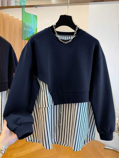 SHEIN 女士休闲宽松圆领长袖卫衣，日常百搭，大码可选