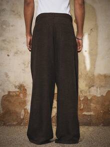 PAVTROS Men's Casual Ultra Loose Black Pants,With Metallic Stud Detail,Autumn And Winter Streetwear,Party Clothing,Christmas Outfits,Christmas Gifts,INS Streetwear,Unisex Style,Boy Friend Gifts Men Wide Leg Pants Men Pleated Suit Pants Brown Baggy Jeans Barrel Pants Brown Dress Pants,A Stylish Streetwear Versatile Item, Perfect As A Gift For Your Boyfriend. - Black - View 4