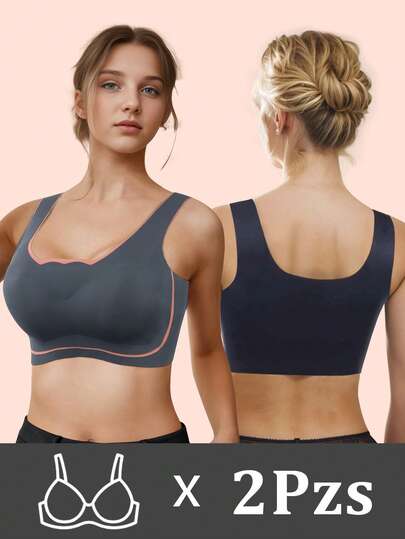 Underwear&Sleepwear Basics 2 piezas Set sujetador, Sujetadores y Corpiños para Mujer con patchwork de dos colores