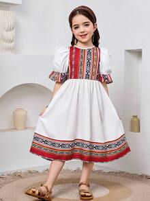SHEIN Traditional Arab Jalabiya Abaya Lace - Multicolor - View 4