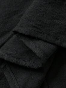 DAZY Baby Girl Peter Pan Collar Short Puff Sleeve Single-Breasted Cute Blouse - Black - View 8