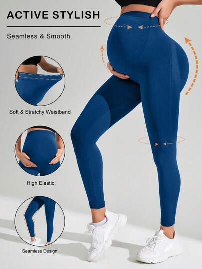 SHEIN Leggings de yoga ajustados de unicolor para embarazadas para uso diario