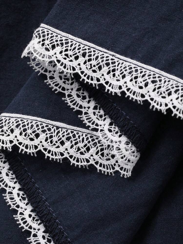 Toddler Girls' Round Neck Lace Patchwork Korean Style Layered Dress