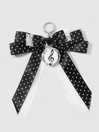 1 Stück Gothic-Stil Spitzen-Schleife Stern Kette Teddybär Herz Schlüsselanhänger, dunkler ästhetischer Kawaii Accessoire, geeignet für Frauen und Mädchen, für den täglichen Gebrauch oder als Valentins- oder Halloween-Geschenk