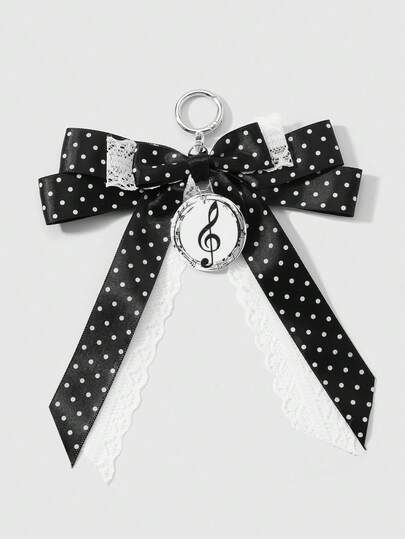 1pc Gothic Style Lace Bow Star Chain Teddy Bear Heart Keychain, Dark Aesthetic Kawaii Accessory, Suitable For Women And Girls, Daily Use Or Festival Gift Valentines, Halloween