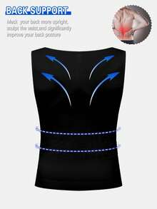 Manfinity Underwear&Sleepwear Basics 2pcs Plus Size Men's Tops, Compression Waist Shaping Vest, Seamless Chest & Abdomen Slimming, Essential For Daily Wear & Workout