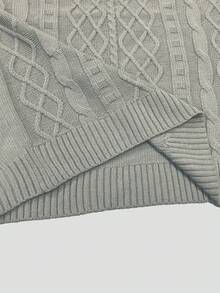 Calvornis 男士纯色圆领长袖休闲针织套头毛衣 - 灰色 - 查看 6