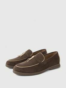 Sleekvia Zapatos versátiles de moda casual y de uso diario con decoración de metal para mujeres