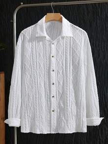 Manfinity Homme Camicia casual da uomo a maniche lunghe con bottoni sul davanti e vestibilità ampia