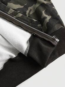 ROMWE J-Fashion Y2K Camo Furry Trim Hooded Sweatshirt Sweatshirt For Women - Army Green - View 5