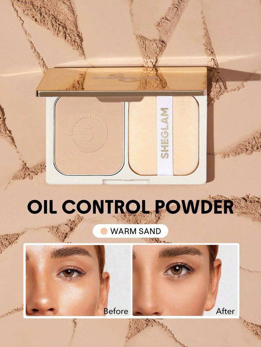 SHEGLAM Velvet Veil Oil Control Powder-Warm Sand Anti-Oil Pressed Powder Matte Pore-Less Long Lasting Setting Powder Brand Beauty Makeup Face Paint Cosmetic For Women Girls Perfect For Spring Summer Ideal For Y2K Fancy Fashion Suitable For Birthday Mother'S Day Gift Rave Party Ready Best Color - Warm Sand - View 1