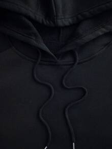 Manfinity Dauomo Men's Casual Blue Hoodie, Business Streetwear Y2K Mature Style Sweatshirt - Navy Blue - View 7