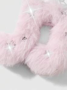 ROMWE Kawaii 1pc Multi-Style Ins Cute & Elegant Silver Rhinestone Star Swirl Guitar Pendant, White Plush Angel Wings, Pink Double-Sided Starry Plush Music Note Pendant, DIY Keychain Accessory, Suitable For Sisters, Friends, Couples, Daily Wear, Holiday Gifts - Pink - View 10