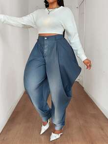 Maweii Quần jogger thường ngày in họa tiết ombre - Màu xanh lam - Xem 1