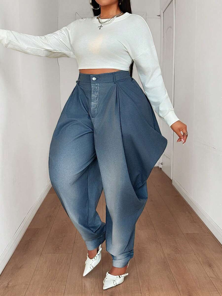 Maweii Quần jogger thường ngày in họa tiết ombre - Màu xanh lam - Xem 1