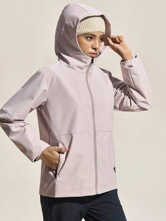 Exploreva Giacca casual con cappuccio di colore unito da donna