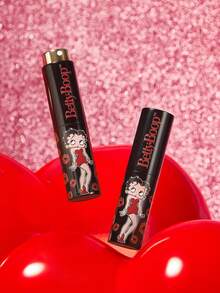 Betty Boop x SHEIN 8毫升/0.3盎司黑色甜美女士旋转式便携香水瓶，可重复灌装喷雾，旋转式喷头，可灌装香水、护肤水及其他液体，可重复使用，适合旅行和日常使用，爱心、亲吻、心形图案，送礼佳品，派对、节日、情人节、情人节假期适用