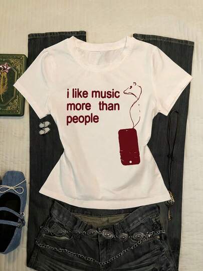 Glimmora DK001 Women's Casual Printed Round Neck Short Sleeve T-Shirt