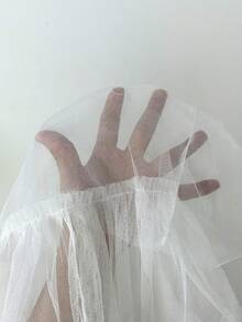 Veslaya 2025春夏新款大码女装弹力腰波西米亚风薄纱荷叶边露肩褶裥鱼尾裙摆优雅连衣裙 - 适合音乐节、复活节、波西米亚风活动、纳什维尔风格场合、生日派对、毕业典礼、学生休闲装、休闲、度假、邮轮旅行 - 白色 - 查看 7