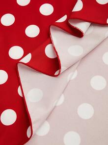 Sweetra Plus Size Women's Valentine's Day Lantern Sleeve Shirt & Polka Dot Print Dress 2-Piece Set - Multicolor - View 7