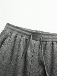 Manfinity Homme 男士保暖休闲舒适抽绳运动裤，男士冬季慢跑裤，灰色抓绒运动裤，男士慢跑运动裤 - 深灰色 - 查看 3