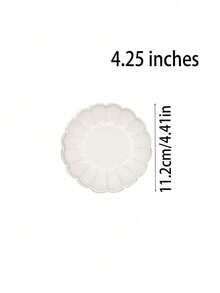 Cirelle Retro Chrysanthemum Ceramic Plate, Elegant White Dinner Plate For Breakfast, Bread, Steak, Pasta, Fruit, Salad, Cake, Home & Restaurant Tableware | Dinner Set,Plates,Plate,Ceramic Plate,White Plates,Dinner Plates - Multicolor - View 9