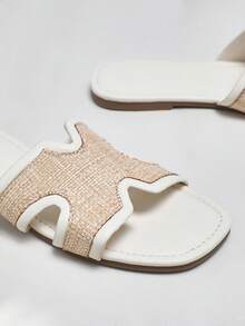 SHUZIA 女士简约日常平底凉鞋，带趾环 - 杏色 - 查看 5