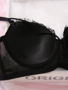 MidnightGlam 1 Peça Sutiã de Renda com Armação Luxuoso Feminino, Confortável e , Preto - Preto - Visão 6