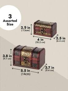 Bộ 3 hộp gỗ nhỏ họa tiết hoa, rương trang trí phong cách cổ điển đựng đồ trang sức lưu niệm, bộ sưu tập tiền xu và đồ trang trí nhà cửa (3 kích cỡ khác nhau) Hộp đựng đồ du lịch cho ngày tựu trường - Nhiều màu - Xem 3