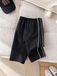 1pc Young Boys' Casual Sports Pants, Straight Leg, Soft & Comfortable, With Drawstring Decoration, Suitable For Daily Wear, School, Outdoor, Sports, Spring/Summer/Autumn/Winter - Black - View 4