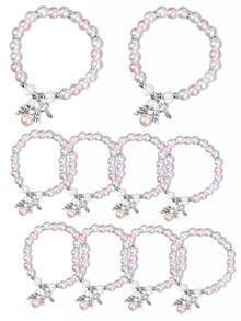 12 Hollow Cross Bead Elastic Bracelets, Suitable For First Communion, Wedding Ceremonies, Birthday Gifts, Baptism Gifts, Souvenirs - Multicolor - View 3