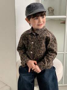 DAZY Toddler Boys' Washed Korean Casual Street Denim Jacket - Camel - View 6